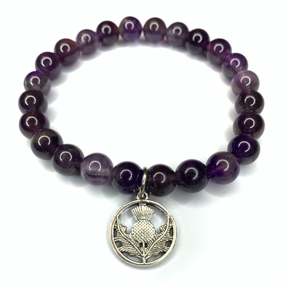 Holy Thistle Stone - Handmade Real Amethyst Crystal Beads 💜🏴󠁧󠁢󠁳󠁣󠁴󠁿